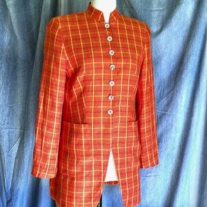 Oilily Orange and Yellow Blazer with Stand-Up Collar
